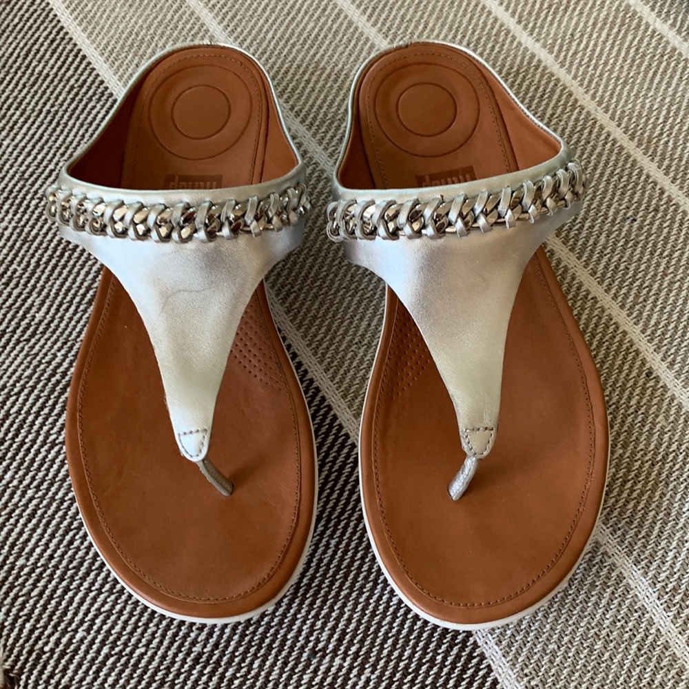 FitFlop sandals Size 7, silver metallic,  leather inside, worn once.
